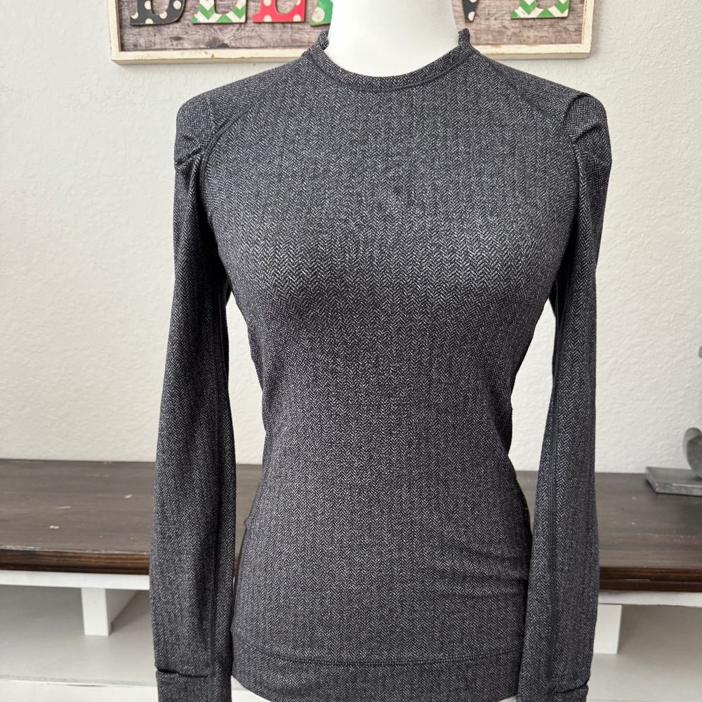 Lululemon Think Fast Long Sleeve Shirt‎ Heathered Herringbone Women's 4 W3G86S L